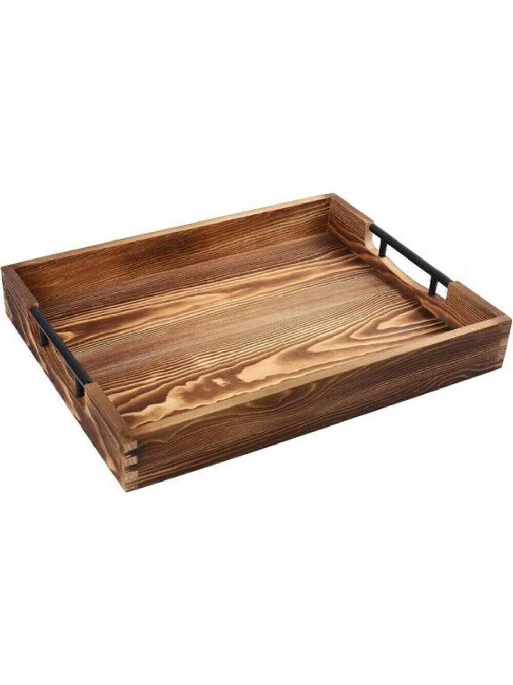 Large Wood Ottoman Tray with Handles for Coffee Table Living Room Decor 17x13